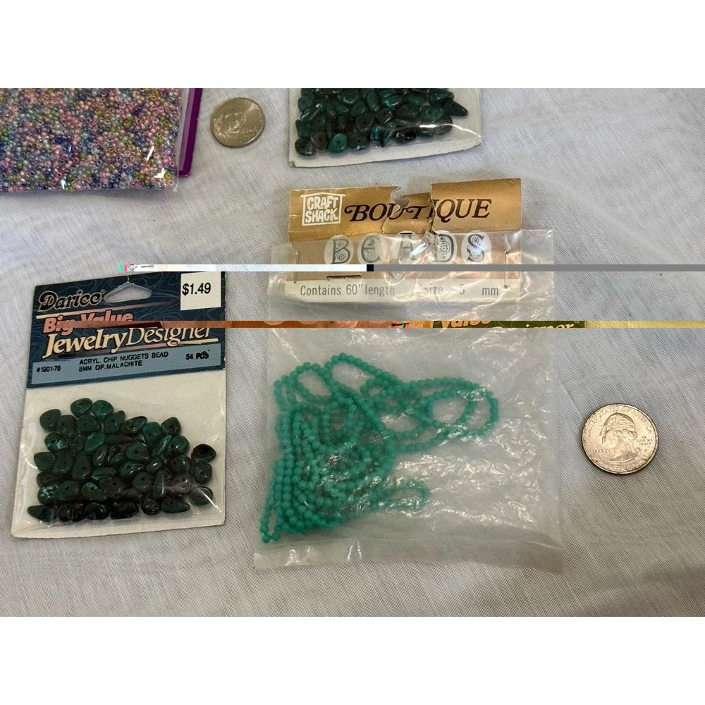 New + VTG Lot of 5 Items Jewelry Making Glass Beads Metal Acrylic